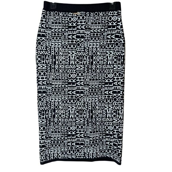 NWT Michael Kors Skirt Knit Pencil Women's Designer Black & White Size medium - Picture 4 of 10